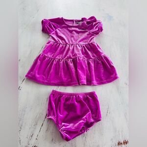 Habitual Kid Velvet Polka Dot Dress Set in Pink Size 18M